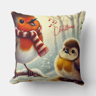 Cute Robins, Frozen Christmas  Cushion