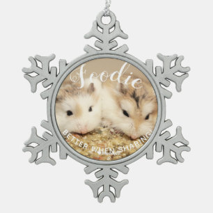 Cute Robo Hamsters Foodie Snowflake Pewter Christmas Ornament