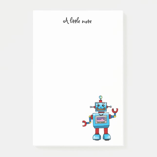 Cute Robot "A Little Note" Design   Post-it Notes (Front)