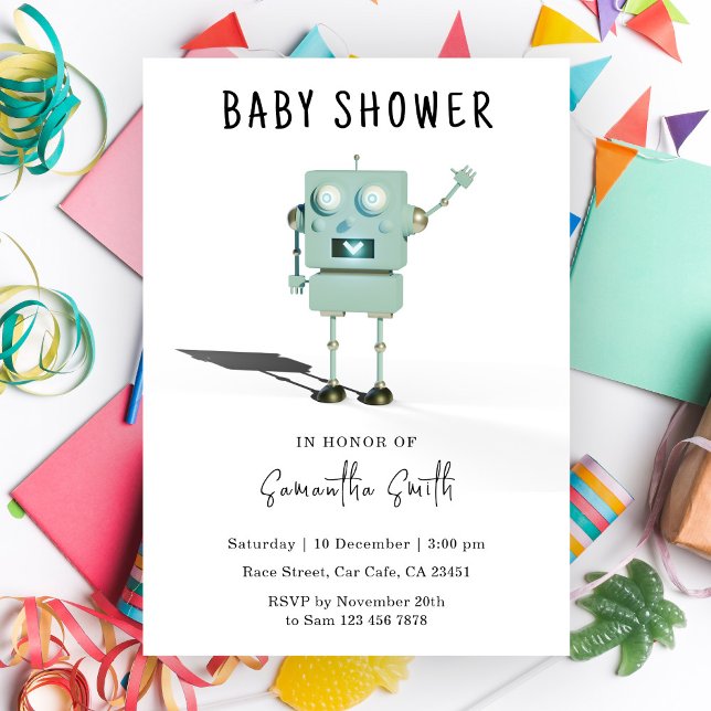 Cute robot Baby Shower Invitation (Creator Uploaded)