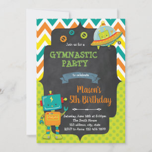 Cute robot birthday party invitation