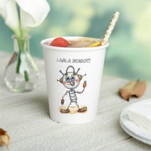 Cute Robot Birthday Party Paper Cups