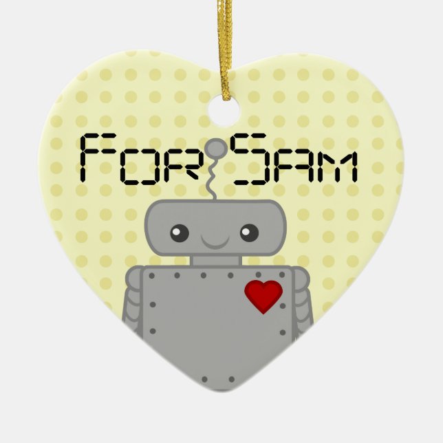 Cute Robot Ceramic Tree Decoration (Front)