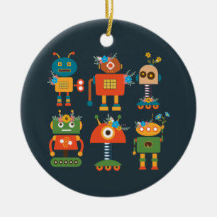 Cute robot children's design ceramic tree decoration