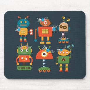 Cute robot children's design mouse pad
