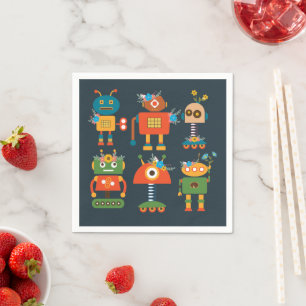 Cute robot children's design napkin