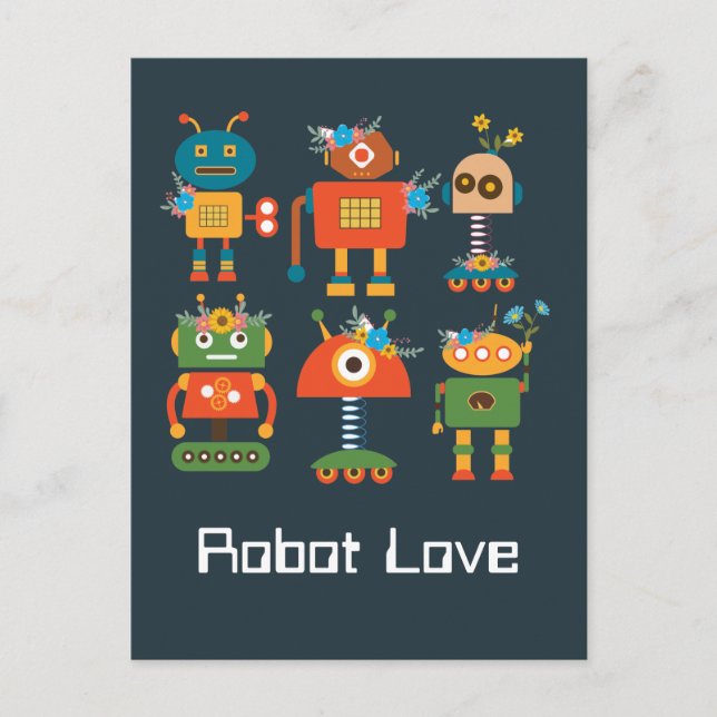 Cute robot children's design postcard (Front)