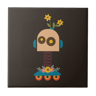 Cute robot children's design tile