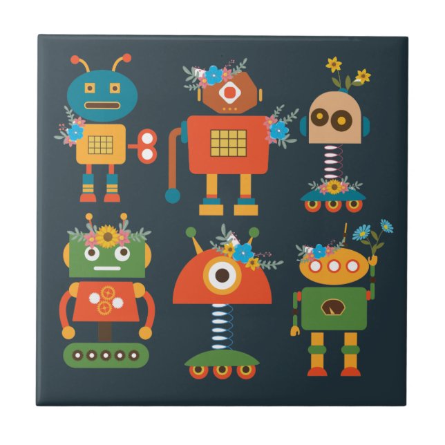 Cute robot children's design tile (Front)