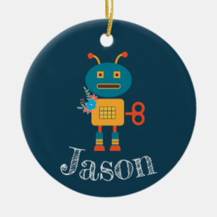 Cute robot Christmas Ceramic Tree Decoration