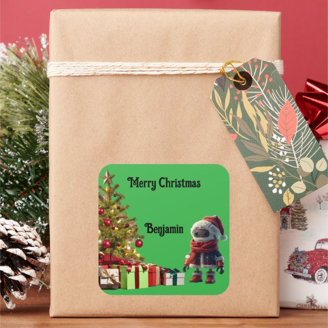 cute robot Christmas holiday Sticker (Holiday)
