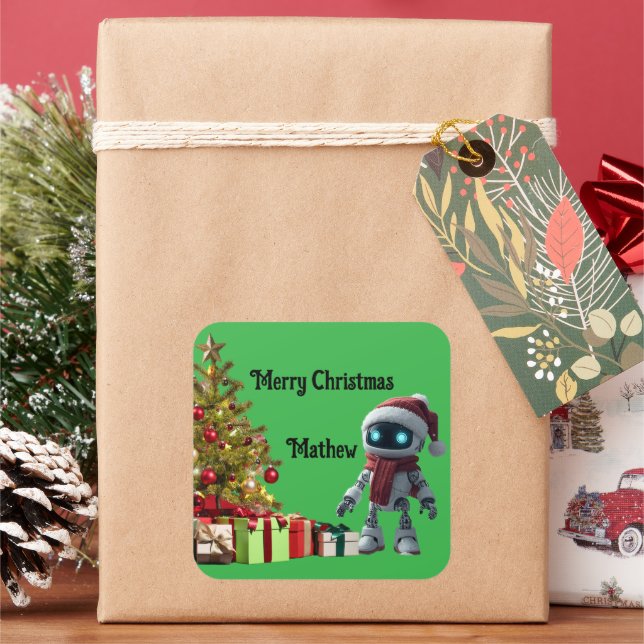 cute robot Christmas holiday Sticker (Holiday)