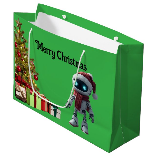 cute robot Christmas holiday tech Gift Bag (Front Angled)
