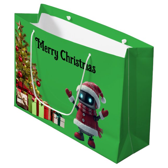 cute robot Christmas holiday tech Gift Bag (Front Angled)