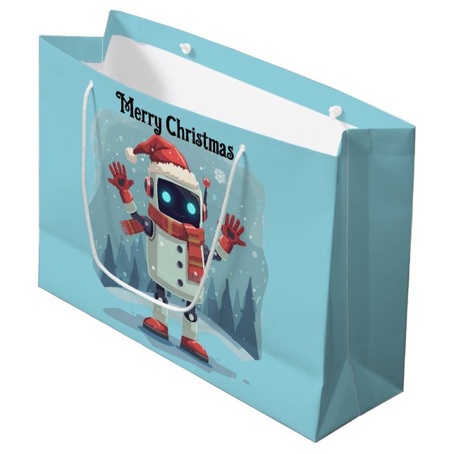 cute robot Christmas holiday tech Gift Bag (Front Angled)