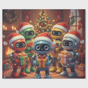 Cute Robot Christmas Holiday  Wrapping Paper