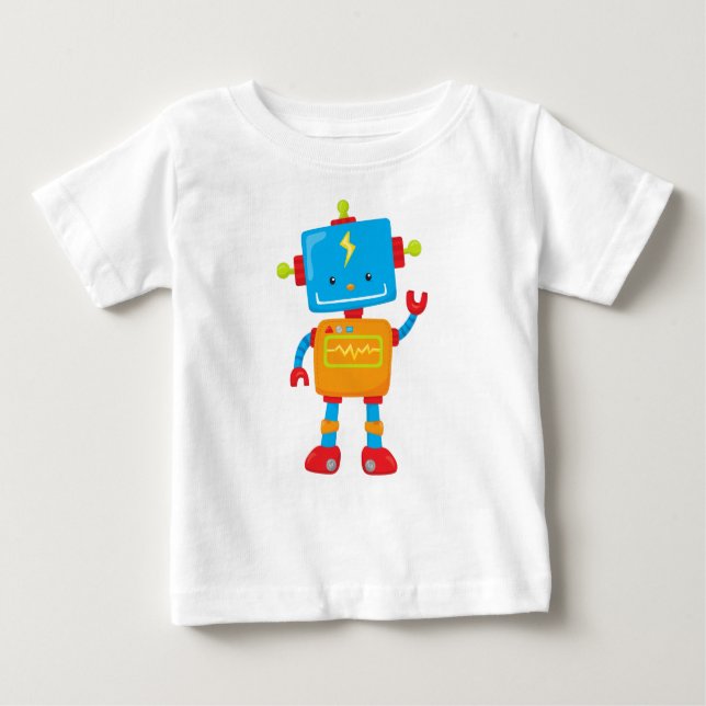 Cute Robot, Colourful Robot, Funny Robot, Robotics Baby T-Shirt (Front)