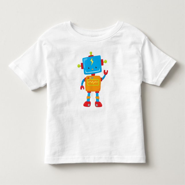 Cute Robot, Colourful Robot, Funny Robot, Robotics Toddler T-Shirt (Front)