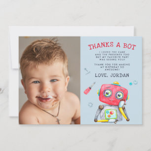 Cute Robot   Flat Thank You Photo Card