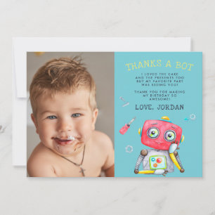 Cute Robot Flat Thank You Photo Card