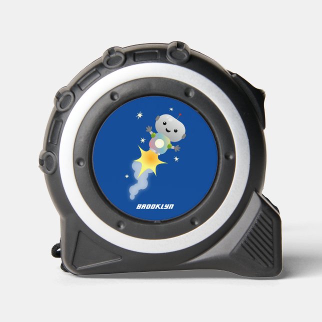 Cute robot flying in space cartoon illustration 1 (Front)