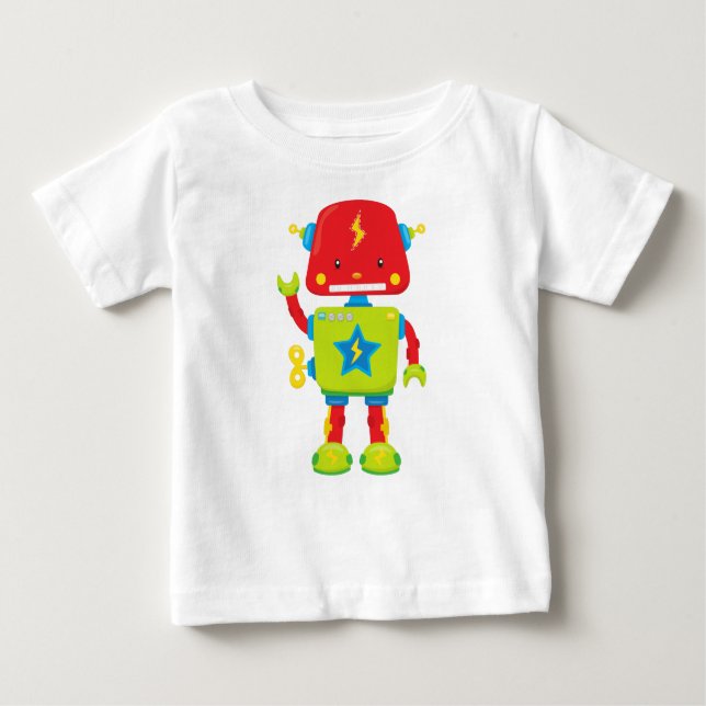 Cute Robot, Funny Robot, Colourful Robot, Robotics Baby T-Shirt (Front)
