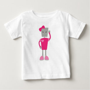 Cute Robot, Funny Robot, Girl Robot, Pink Robot Baby T-Shirt