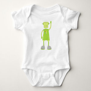 Cute Robot, Funny Robot, Silly Robot, Green Robot Baby Bodysuit