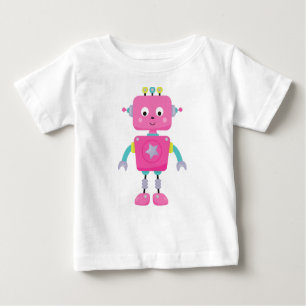Cute Robot, Funny Robot, Silly Robot, Pink Robot Baby T-Shirt