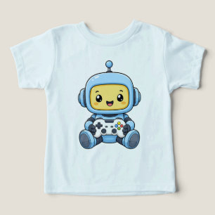 Cute Robot Gamer Shirt Kids Gaming Tee
