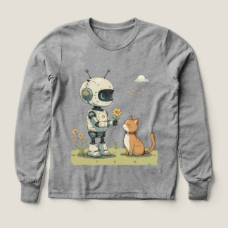 Cute Robot Gives Flower to Cat Wholesome Kids Art