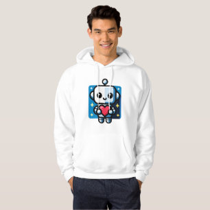 Cute Robot Holding Heart - Adorable Love & Tech Hoodie