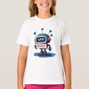 Cute Robot Hug Me Text, Hearts, Friendship, Fun T-Shirt