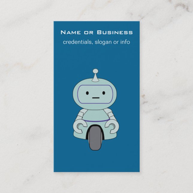 Cute Robot Illustration Business Card (Front)