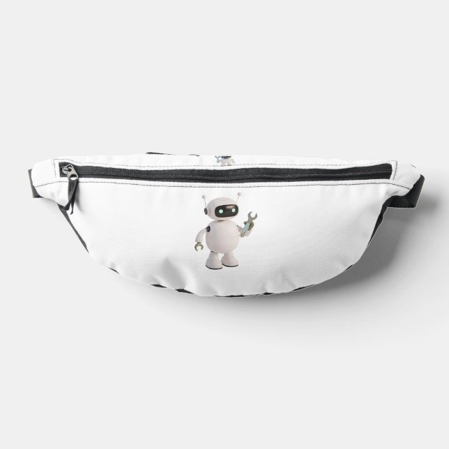 Cute Robot Mechanic Fanny Pack - Funny Sci-Fi Bot  (Lay Down)