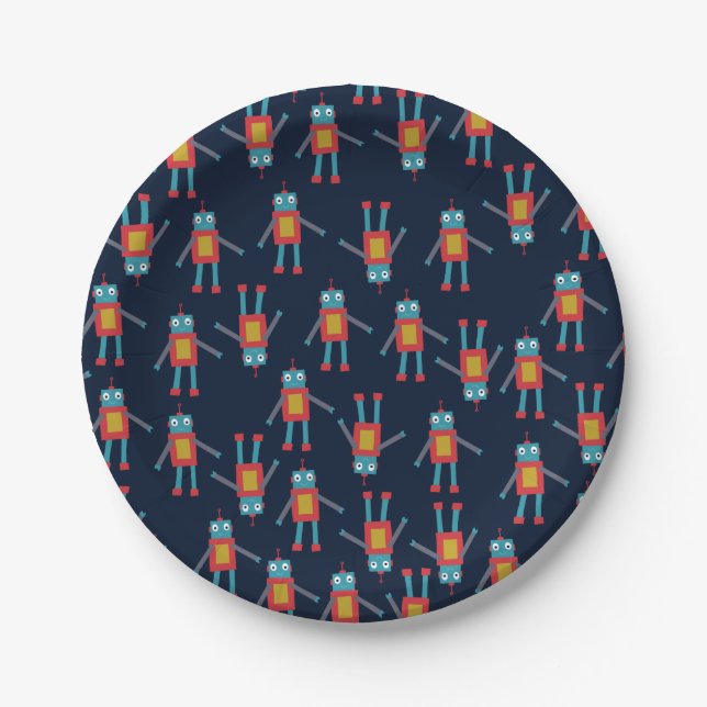 Cute Robot Paper Plates (Front)
