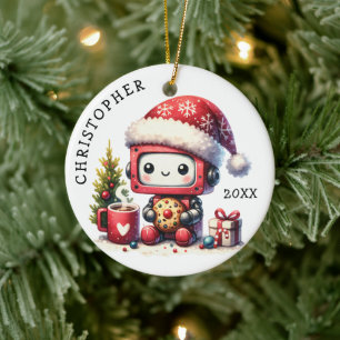 Cute Robot Personalised Christmas Ceramic Tree Decoration