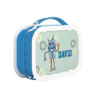 Cute Robot Personalised Name Boys Lunch Box