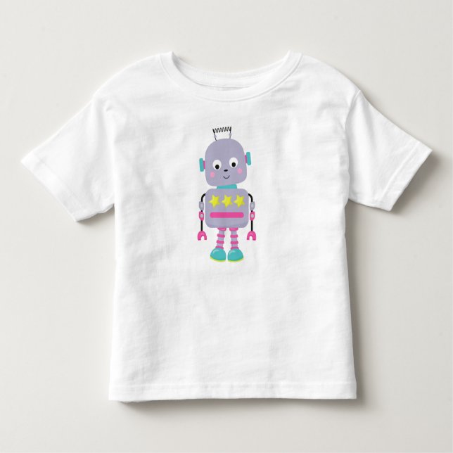 Cute Robot, Silly Robot, Funny Robot, Purple Robot Toddler T-Shirt (Front)