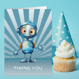 Cute Robot Theme Birthday Thank You