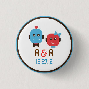 Cute Robot Theme Wedding 3 Cm Round Badge