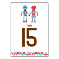 Cute Robot Theme Wedding Table Number