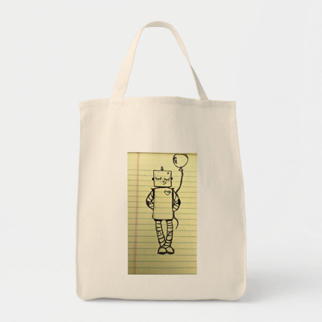 Cute Robot Tote Bag (Front)