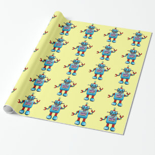 Cute robot wrapping paper