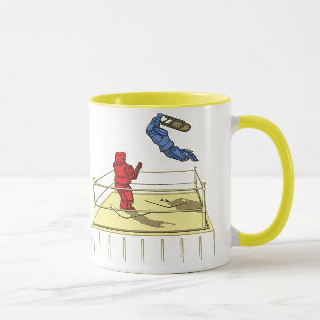 Cute Robot Wrestling Cartoon Mug (Right)