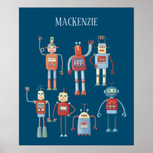 Cute Robots Personalised Poster