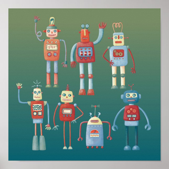 Cute Robots Poster (Front)