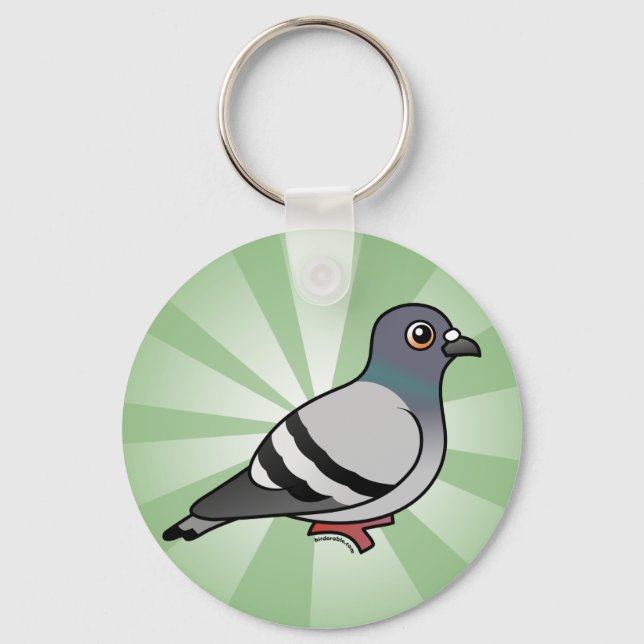 Cute Rock Pigeon Key Ring (Front)