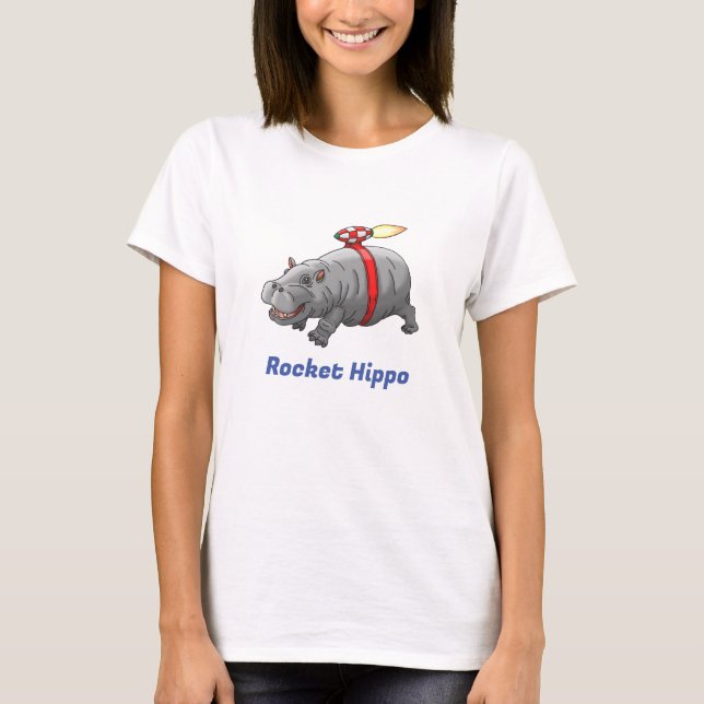 Cute Rocket Hippo T-Shirt (Front)