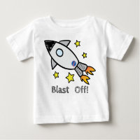 Cute Rocket Ship Blast Off Hand Drawn